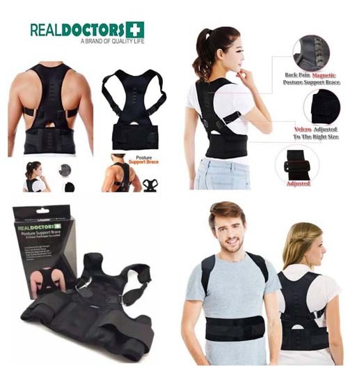 Real Doctor Posture Corrector, Shoulder Back Support Belt for Men and Women Black